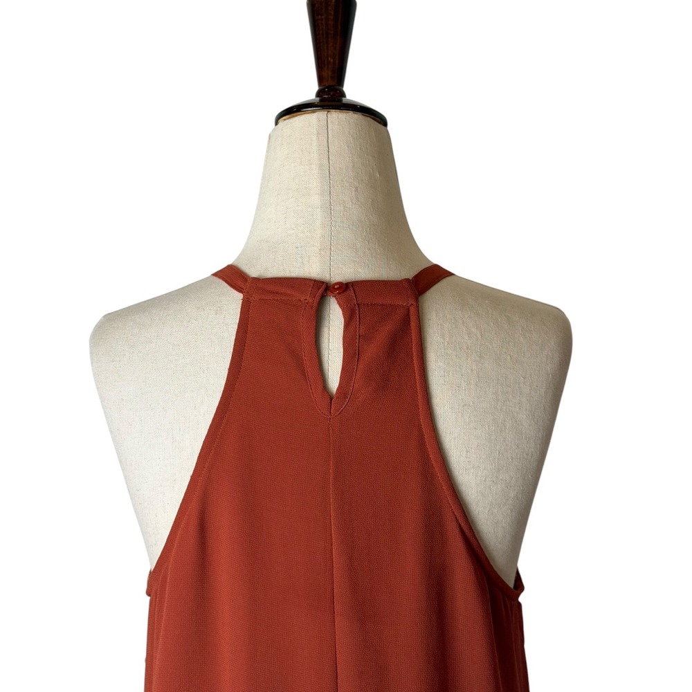 Forever 21 Dress Women Medium Orange Rust Beaded Embroidered Boho Halter Party - Picture 6 of 11